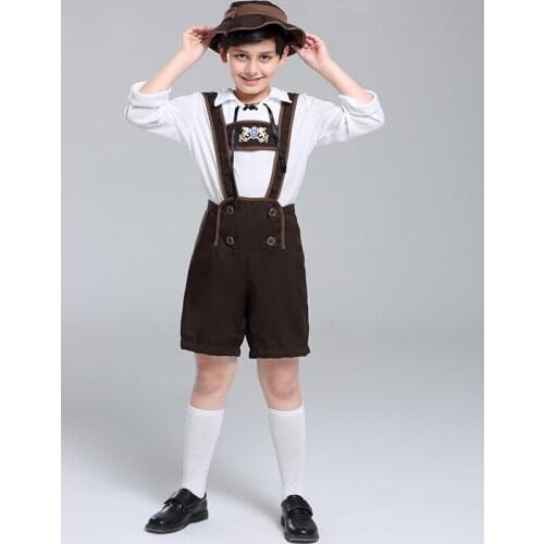 Germany Oktoberfest Children Beer Costume Bavarian Festival Party For Kids Boy Fancy Outfit Waiter Stage Costume Beer Festival S