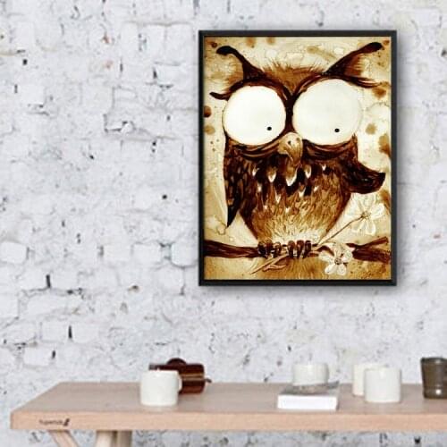 Artist Handpainted High Quality Abstract Funny Animal Oil Painting On Canvas Big Eyes Owl Oil Painting For Wall Decoration