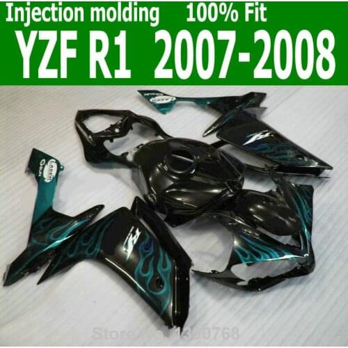 INJECTION Fairings For YAMAHA YZF R1 07 08 ( Blue flame ) yzfri 2007 2008 fairing kit CQ27