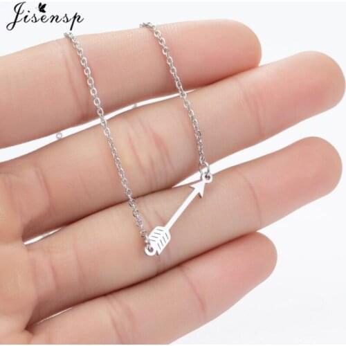 Jisensp Simple Fashion Stainless Steel Arrow Necklace Romantic Cupids Arrow Pendants for Women Girls Wedding Jewelry Gift