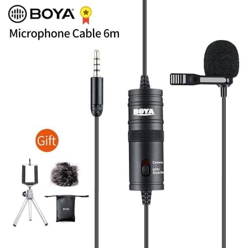 BOYA BY-M1 3.5mm Audio Video Record Lavalier Lapel Clip Microphone for iPhone Android Mac Vlog Mic for DSLR Camcorder Recorder