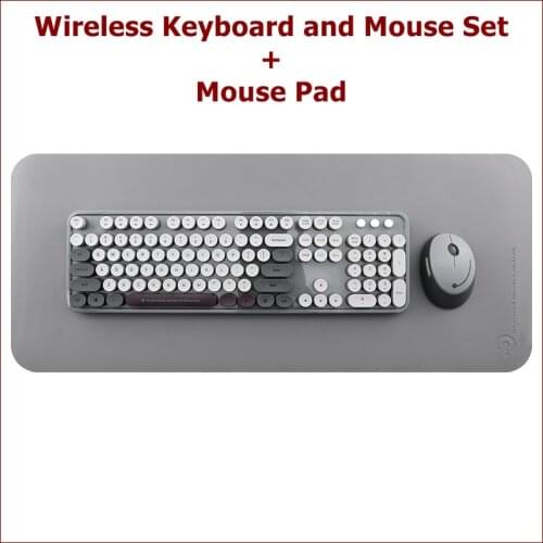 RF100 Mini Slim Portable Mute 3 in 1 2.4Ghz Wireless Keyboard and Mouse Set Plus Leather Mouse Pad,Office Notebook Wireless Set