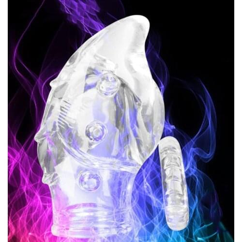 Men Dildo Sleeve Long Lasting Extender Stimulator Enlargement Extension Transparent Sex Toys for Adult Couples