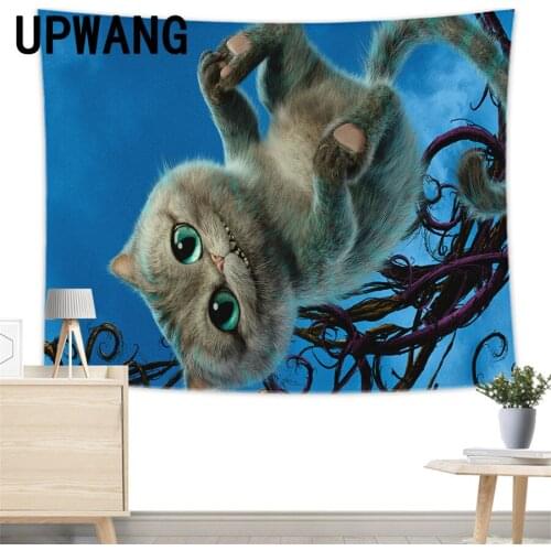 Smiley Cat Scene Tapestry Wall Hanging Sandy Beach Picnic Rug Camping Tent Sleeping Pad Home Decor Bedspread Sheet Wall Cloth