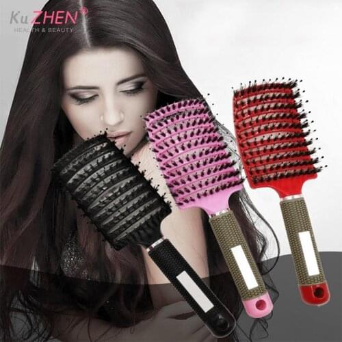 Nylon Hairbrush Hair Scalp Massage Comb Hairbrush Bristle Women Wet Dry Curly Detangle Hair Brush Salon Hairdressing StylingTool