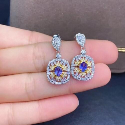 Engagement Best Gift Tanzanite Earring Natural And Real 925 sterling silver Tanzanite Earring