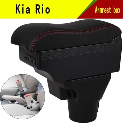 For Kia Rio armrest box central Store content Storage box kia armrest box with cup holder products USB interface