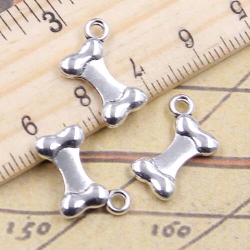30pcs Charms dog bone 14x9mm Tibetan Silver Color Pendants Crafts Making Findings Handmade Antique Jewelry DIY for Necklace