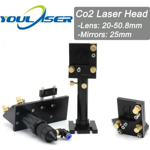 Whole Set CO2 Laser Head Mirror Lens Integrative Mount Houlder for Focus Lens 20-50.8mm and Mirror 25mm