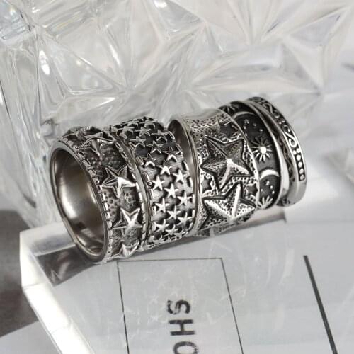 Simple Punk Retro Stainless Steel Mens Rings for Women Couple Lover Boy Girlfriend Biker Jewelry Creativity Gift Wholesale