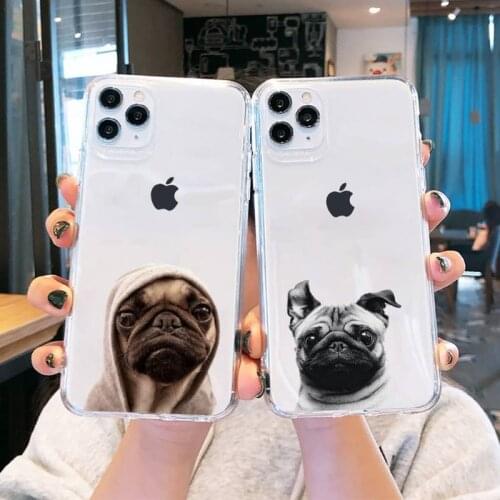 Pug Dog French Bulldog Phone Case Transparent soft For iphone 5 5s 5c se 6 6s 7 8 11 12 plus mini x xs xr pro max