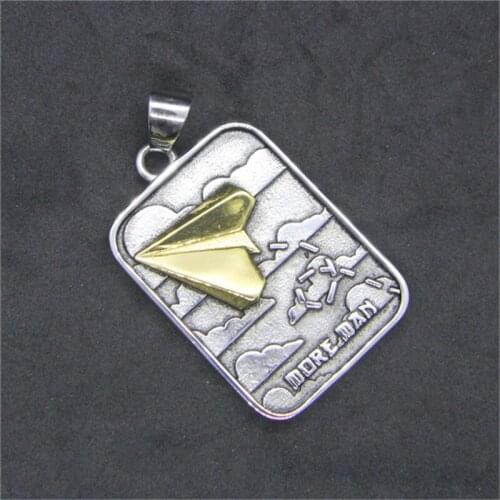 Rany&Roy Newest Golden Paper Plane Pendant 316L Stainless Steel Biker Cool Childhood Pendant