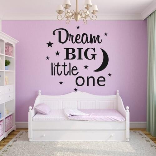 Dream Big Little One Stars And Moon Wall Decal Vinyl Sticker Family Home Living Room Decoration Removable A002015