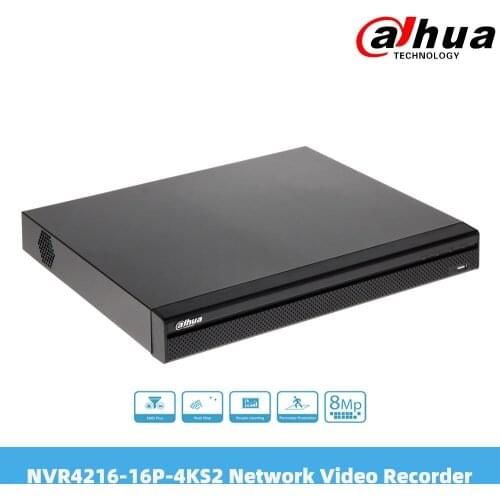 Dahua NVR4216-16P-4KS2 16 Channel 1U 16PoE 4K & H.265 Lite Network Video Recorder 2 SATA III Ports IP Access