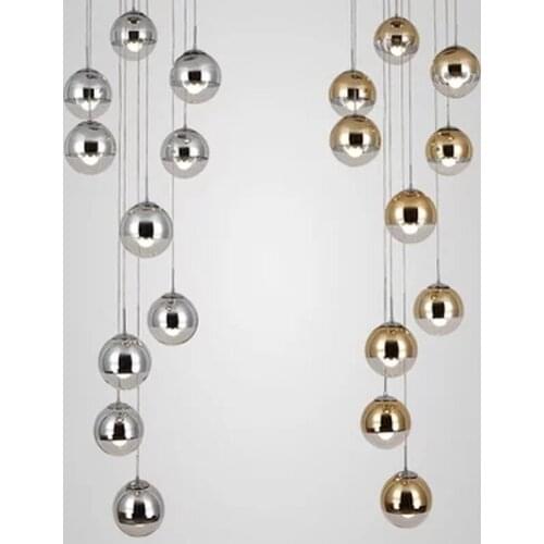 Modern led Pendant light Nordic Creative Stair Lamp Living Room Restaurant Glass Hanging Lamp Double Staircase Long Pendant Lamp