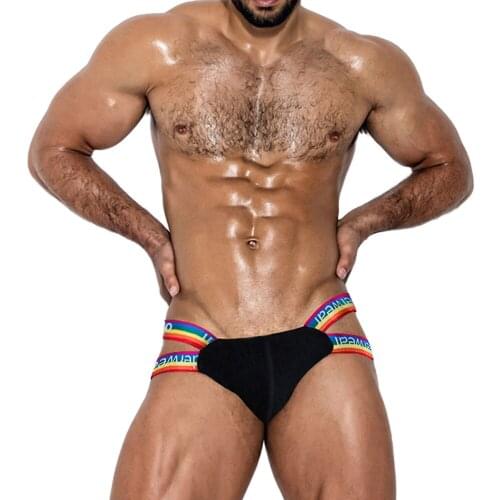 Jockstrap Men Thong For Men Cotton Sexy Rainbow Belt Underwear Breathable Slip Hombre U Convex Low Waist Strings