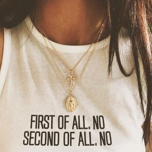 Trendy Gold Color Cross Layered Necklace Jesus Virgin Mary Chain Pendant Choker Necklace For Women Jewelry Mother Mary Gift