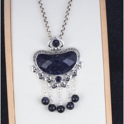 S925 sterling silver purple sandstone wishful lock tassel pendant feminine elegant personality pendant pendant