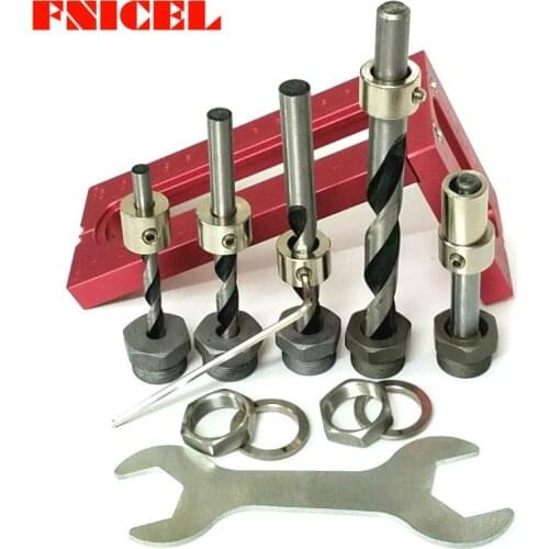 1 Set Woodworking Pocket Hole Screw Jig Drill Bits Set Cross Oblique Flat Head Screw Puncher Bed Cabinet Screw Puncher Locator