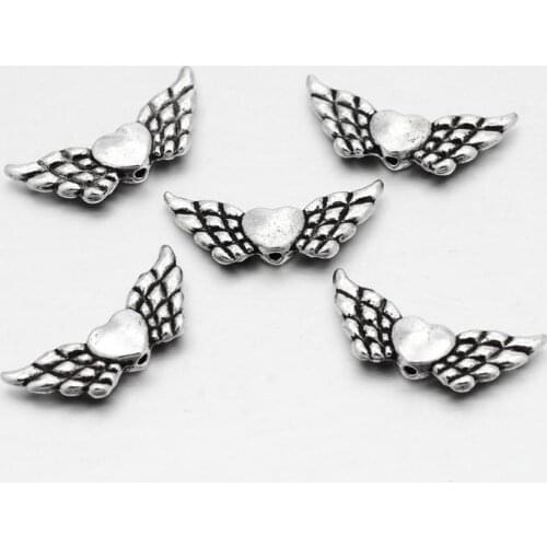 1000pcs Barrel Plating Tibetan Style Alloy Wing Beads Antique 9x22x3mm, Hole: 1mm