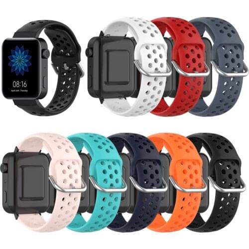 18mm Sport Silicone Replacement Strap Fashion Porous Breathable Wrist Watch Band For Xiaomi Smart Watch Adjustable Strap