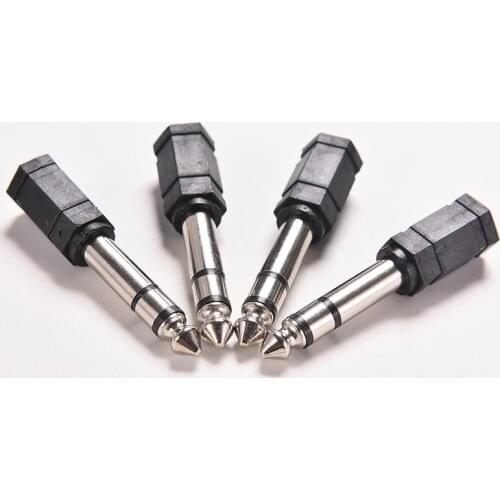 4PCS 6.5mm Black 1/4" Male to 3.5mm 1/8" Female Stereo Audio Mic Plug Adapter Mini Headphone Jack Converter Cable for Microphone
