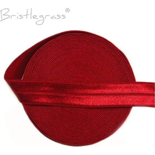 BRISTLEGRASS 5 Yard 5/8" 15mm Red Solid FOE Fold Over Elastics Spandex Satin Band Kids Hair Tie Headband Lace Trim Sewing Notion