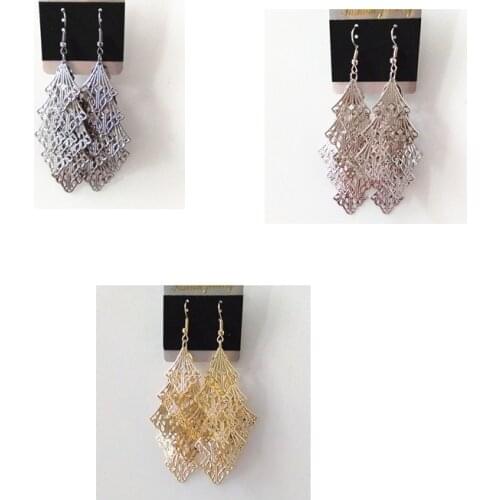 9cm Metal Long Drop Earrings Silver Gold Gray Women Layer Cascade Folds Earrings Jewelry Ear drop Personality Party Gifts