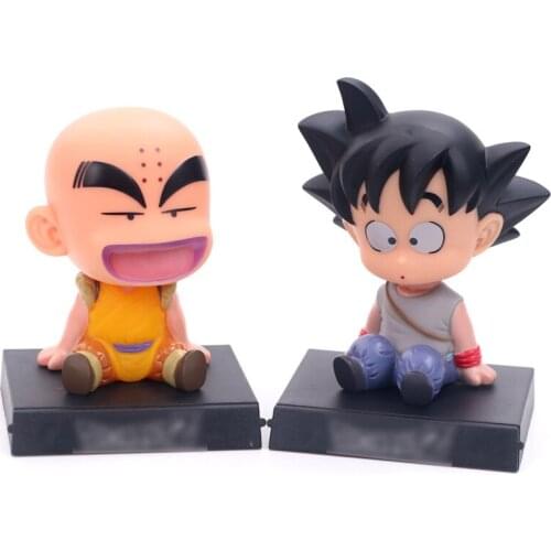 Dragon Ball Anime Figure Son Goku Figma Car Accessories Kuririn Shake Head Cartoon Interior Accessories Cute Creative Decoration