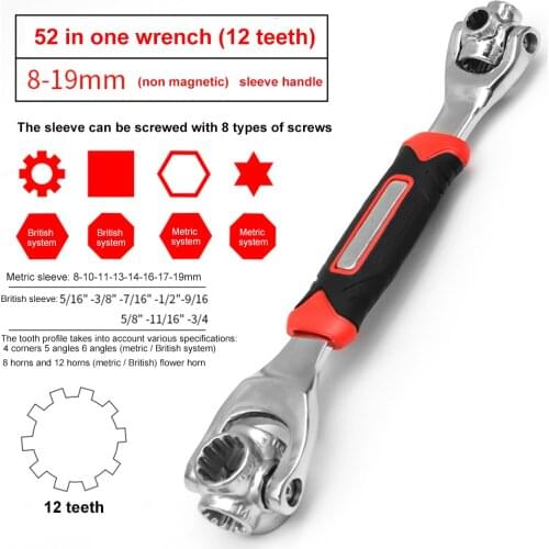 Tiger Wrench 8/52 In 1 Socket Wrench With Spline Bolt Torx 360 Degree Rotation Spanner Universial Furniture Car Repair Hand Tool