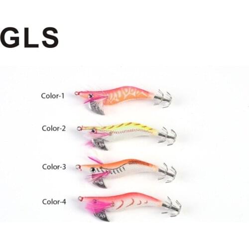 GLS brand wooden shrimp road sub bait squid hook 8.5cm/7.3g imported octopus burst fishing set of fishing bait