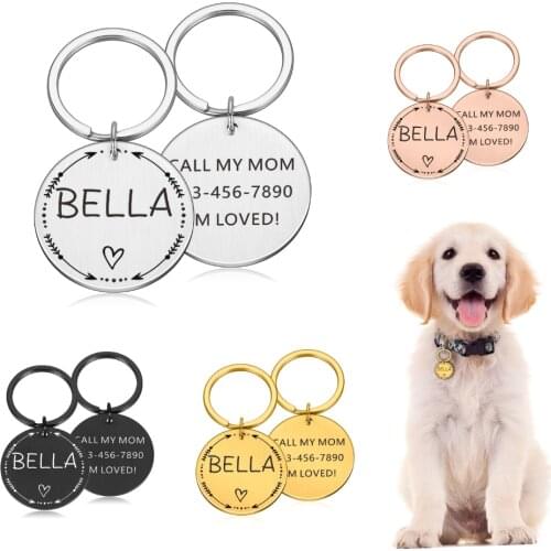 Pet ID Tag Dog Tag Necklace Custom Tags Engraved Dog Cat Name Tags Collar Tag Pet Collar Id Tags Pets Id Collar Free Engraving