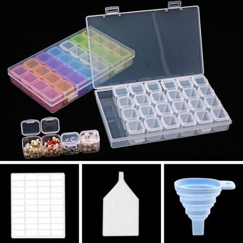 Diamond Painting Tools Kits 28 Cells Plastic Storage Box Sticker Funnel Point Pen Etc Tools Sets for Diamond Painting Embroidery