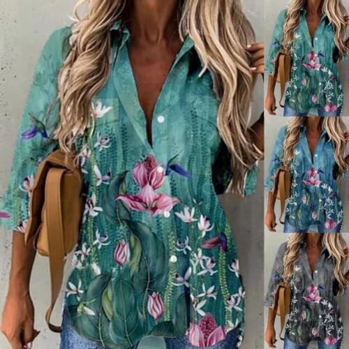 Cardigan Style Fashion Single-breasted Floral Lady Shirt Women Women Blouse Skin-friendly for Dating