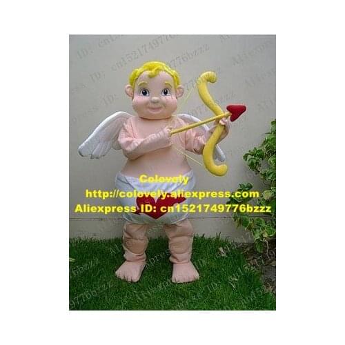 Cute Pink Cupid Mascot Costume Mascotte Deity Of Love Kid Little Boy With Yellow Arrow White Red Heart Briefs No.1765 Free Ship