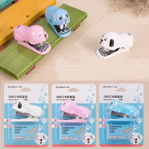 Mini Dog Stapler Puppy Cartoon No. 12 silver Staples set Mini grapadora papelaria Stationery office accessories school supplies