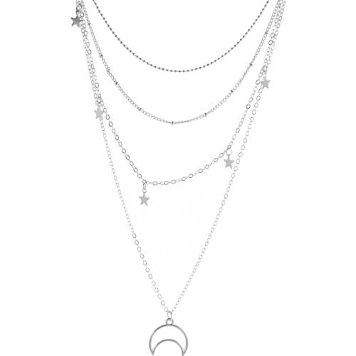 Fashion Jewelry Necklace Pentagram Tassel Necklace Crescent Pendant Necklace Gothic Necklace Women Statement Necklace Bijoux