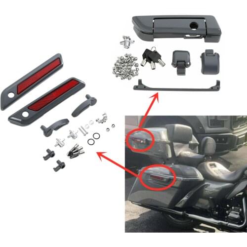Motorcycle SaddleBags + Pack Trunk Latch For Harley Tour Pak Touring Electra Glide Street Glide Road King 14-21 Gunship Gray