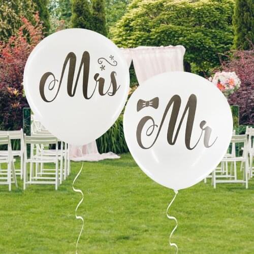Mr Mrs Just Married Latex Balloons Rose gold Bride Printed Round Air Helium Balloon for Wedding Birthday Party Decor Supplies