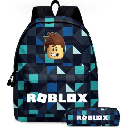 Cartoon Game Roblox Backpack with Pencil Case Two-piece Set Drawstring Pocket School Students Bag for School Supplies Stationery