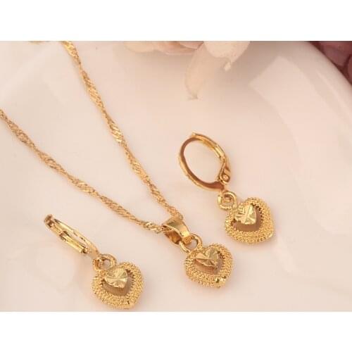 Bangrui Heart Jewelry sets Classical Necklaces Earrings Set Gold Color & Brass,Arab/Africa Wedding Brides Dowry