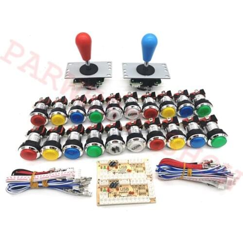 Zero Delay USB Encoder DIY kit for 5V LED chrome push button SANWA 5Pin Joystick 1 & 2 player COIN button to PC / Raspberry Pi