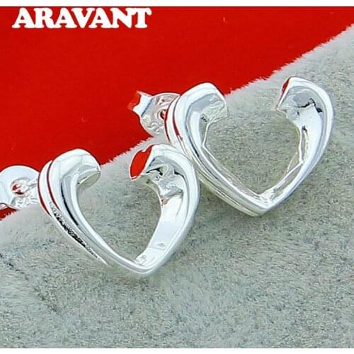 New Arrival 925 Silver Hollow Open Heart Earring For Women Wedding Jewelry Praty Gifts
