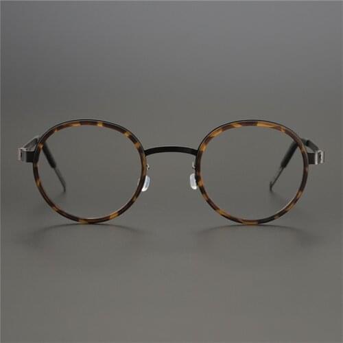 Denmark Brand No Screw Design Vintage Round Glasses Frame Men Prescription Optical Spetacle Frame Myopia Reading Eyeglasses 9714