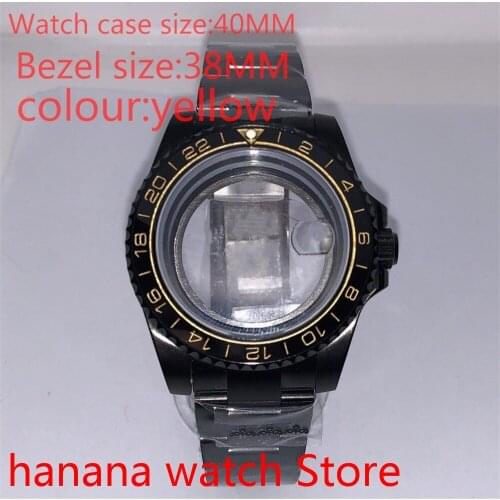 Suitable for NH35 36 Mingzhu2813 Miyata self-winding 40mm transparent black box series, with rotating ceramic yellow bezel