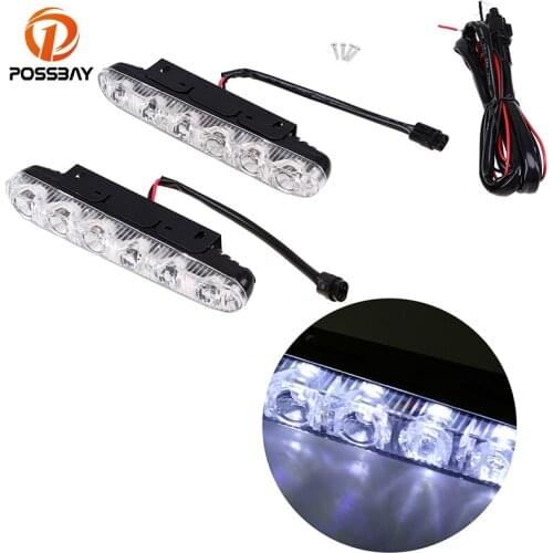 POSSBAYUniversal 6/9 LEDs Car Daytime Running Lights DRL DC 12-15V LED White LED Fog Light Bar Strip Waterproof Floodlights