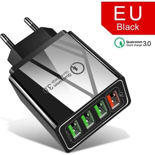 QC3.0 Fast Quick Charge 4 USB Ports Hub Wall Charger Power Adapter Plug 88x44mm Black White UY8