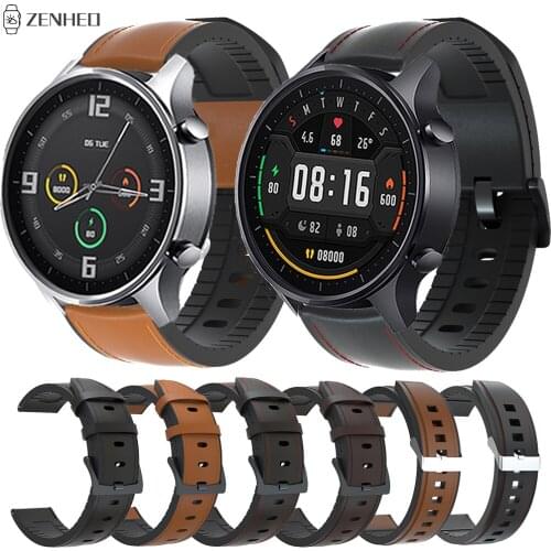 22mm Watch Band For Xiaomi Watch Color Silicone & Leather Strap Replacement Watchband For Xiaomi Mi Watch Color