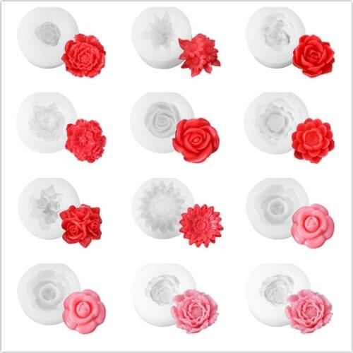 Diy Handmade Lilac Lily Rose Flower Silicone Mold Cut Sugar Chocolate Cake Mold Aromatherapy Plaster Mold Art Gift