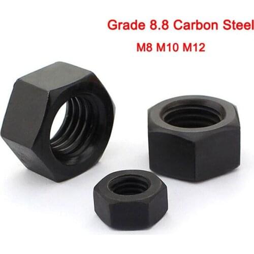 Grade 8.8 Carbon Steel GB6170 Fine Pitch Hexagon Nuts Hex Nuts Hexagon Nuts Black M8 M10 M12